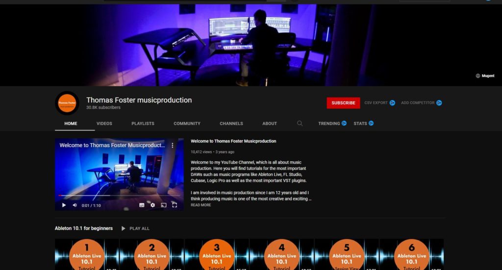 Thomas Foster Music Production YouTube Channel