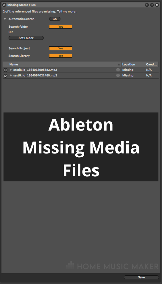 Ableton Missing Media Files