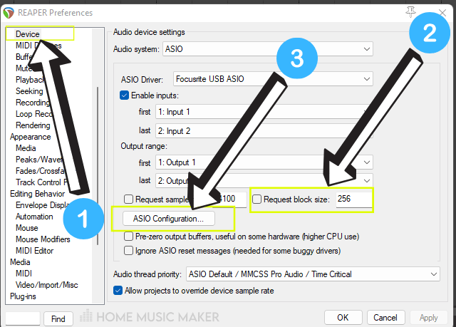 Depending on your audio driver you can either change the buffer size by changing the block size or you can go into the configuration of the audio driver and change it there.