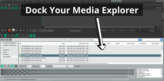 Dock Your Media Explorer in REAPER
