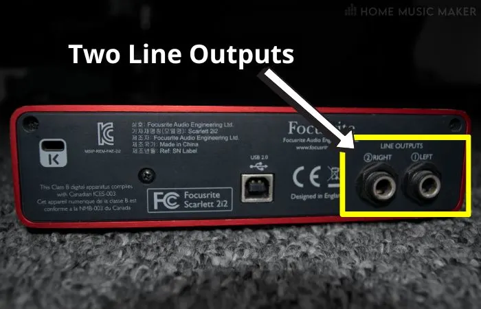 Two Line Outputs on a Focusrite 2i2