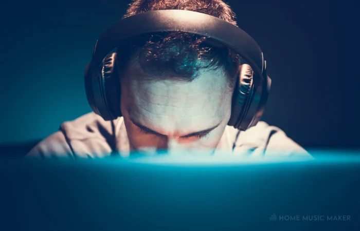 Man In Front Of Laptop With Headphone