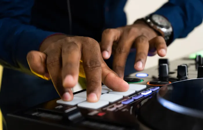 Man Using A DJ Controller