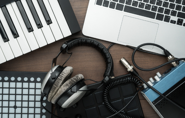 Music Production Equipment On A Desk