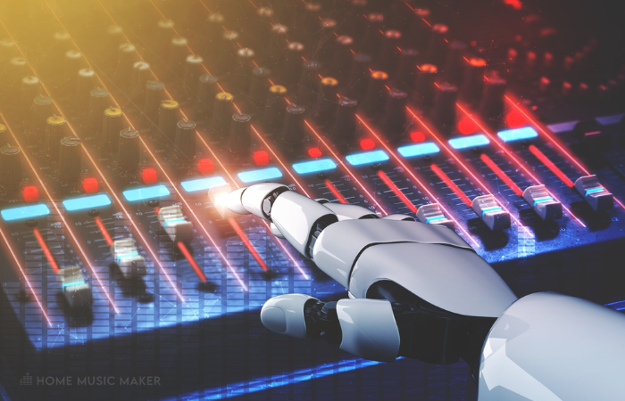 Robot Pushing A Fader On A Mixing Desk