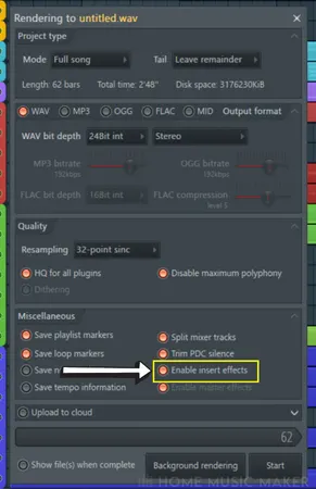 Export Stems Window