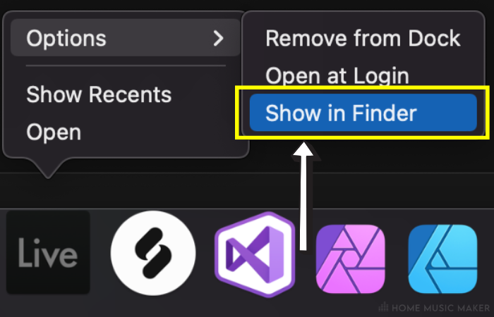 Location of Ableton application folder on Mac