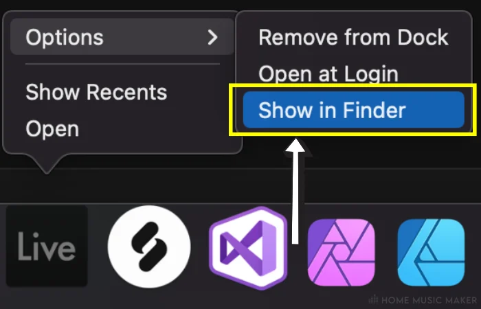 Location of Ableton application folder on Mac