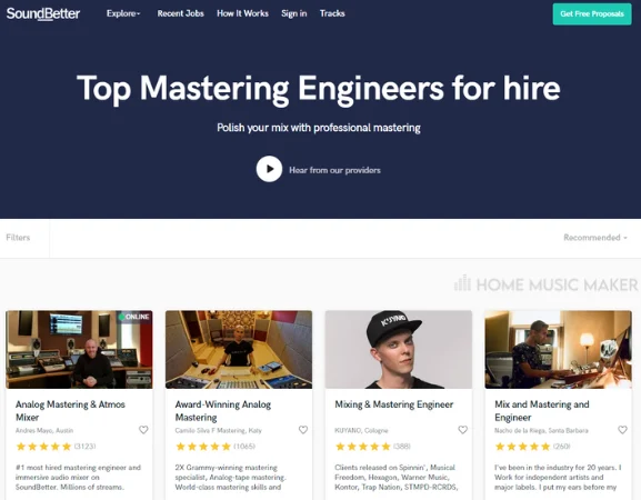 Searching For Mastering Engineers On Soundbetter
