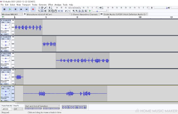 Tracks In An Audacity Project