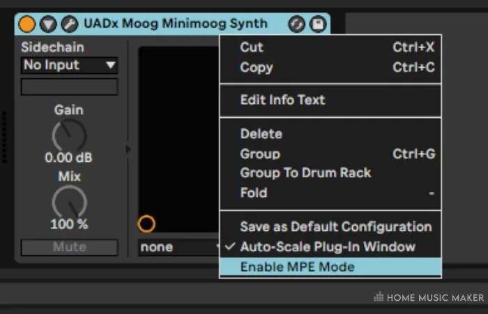 Showing the MPE functionality in Ableton Live