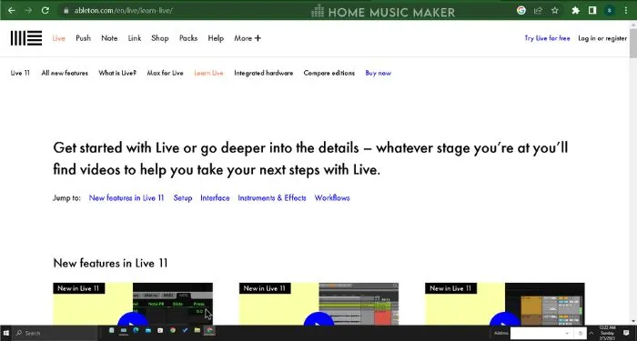 Tutorials on Ableton Live website