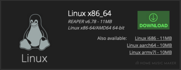 Linux Download Page For REAPER