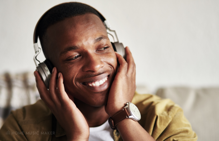 Man Listening To Music Through Headphones