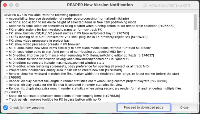 REAPER New Version Notification