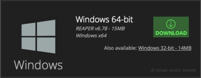 Windows Download Page For REAPER