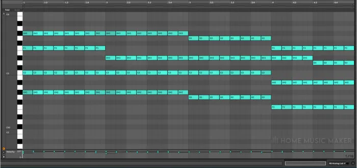 A Chord Progression On The Piano Roll In Ableton Live