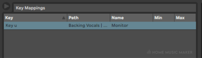 Example Of A Key Map In Ableton