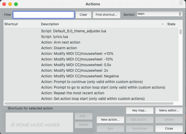 Hotkeys And Actions Menu