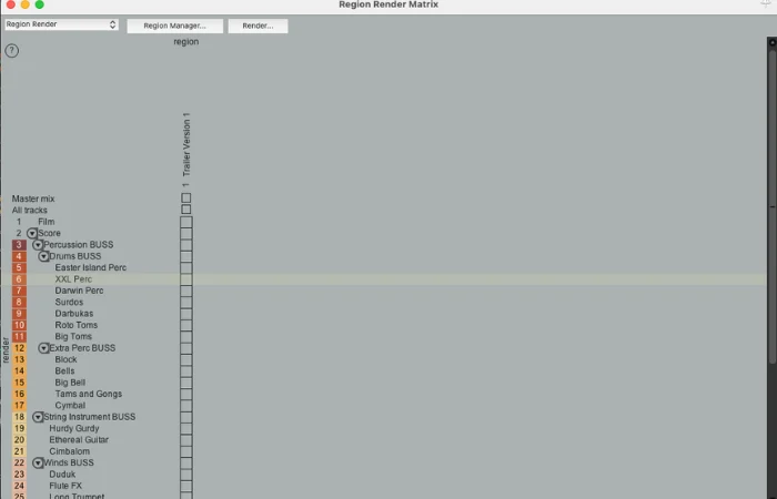 Region Render Matrix In REAPER