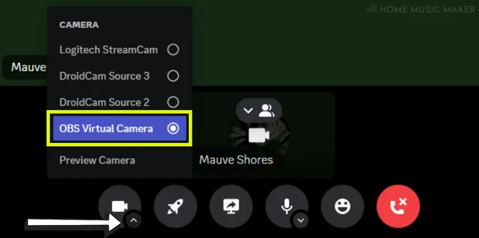 Selecting OBS Virtual Camera In Discord