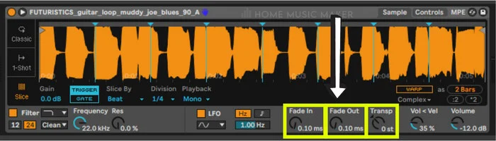 Show Transpose Fade In and Fade Out Feature In Slice Mode