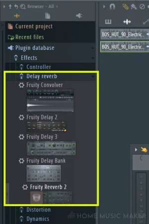 Showing The Location Of The Delay And Reverb Plugins